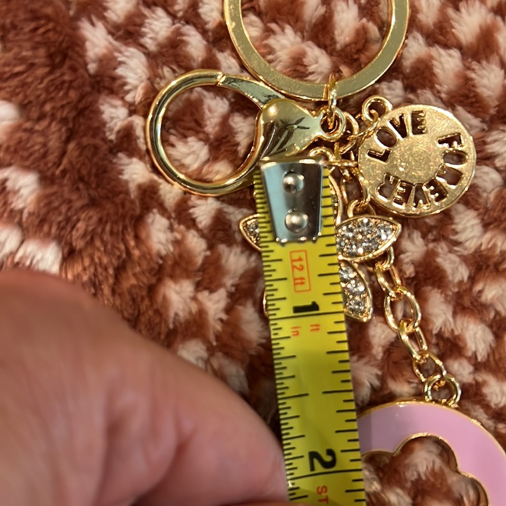 Unbranded Keychain Gold Hardware Lavender Three Charm & Hook W Key Holder Chain - Picture 13 of 16